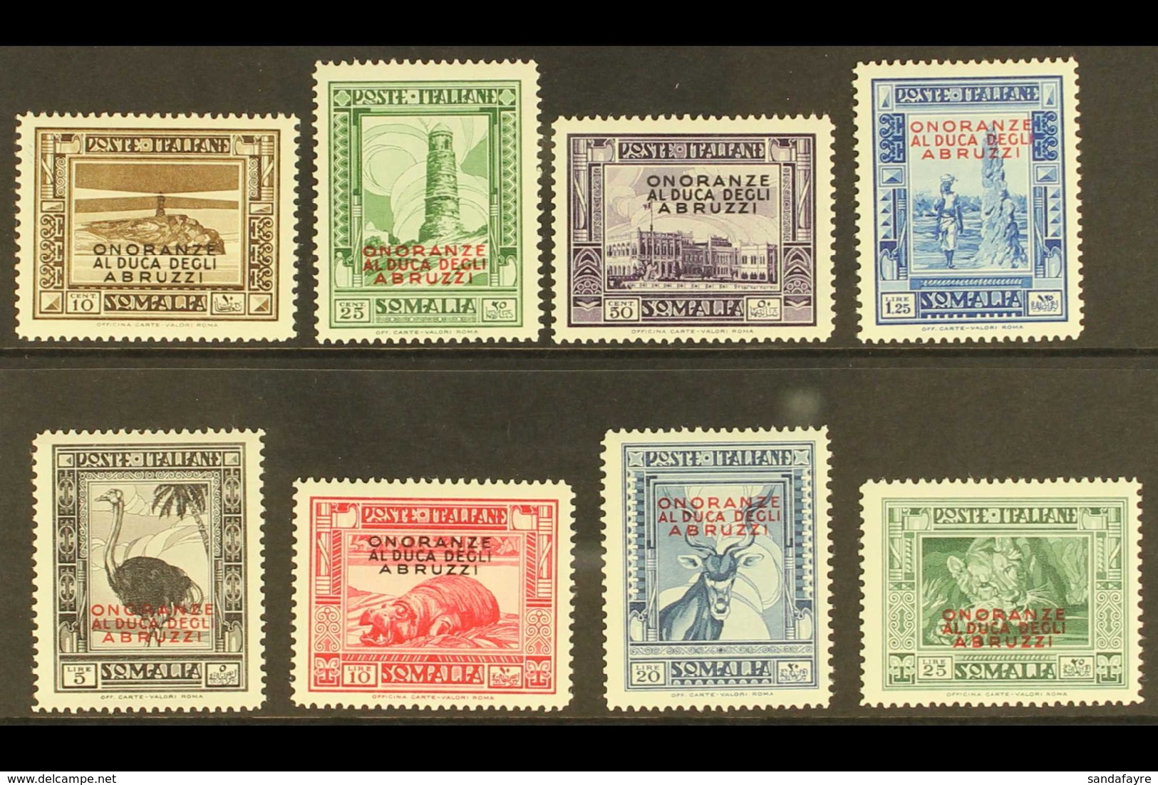 SOMALIA 1934 Duke Of The Abruzzi Overprints Complete Set (Sassone 185/92, SG 179/86), Never Hinged Mint, Very Fresh. (8  - Sonstige & Ohne Zuordnung