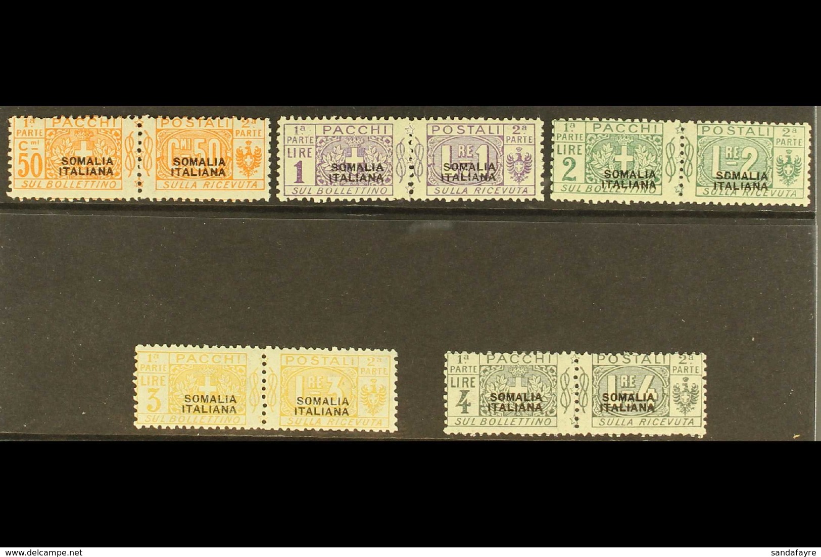 SOMALIA PARCEL POST 1923 Overprints Complete Unissued Set, Sassone 10/14 (see Note After SG P31 - Stamps Overprinted Wit - Sonstige & Ohne Zuordnung