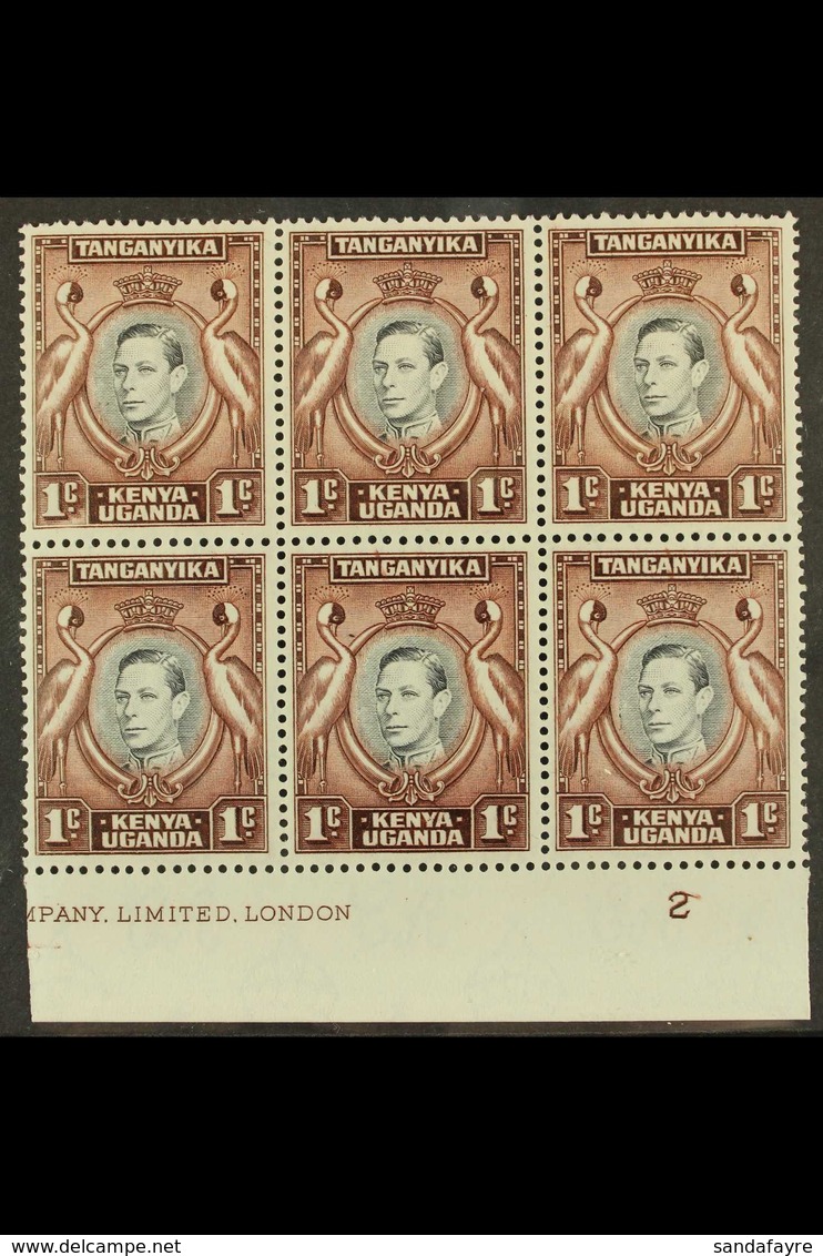 1942 1c Black & Red-brown With DAMAGED VALUE TABLET Variety, SG 131ac, Never Hinged Mint In Block Of 6 With 5 Normal Sta - Vide