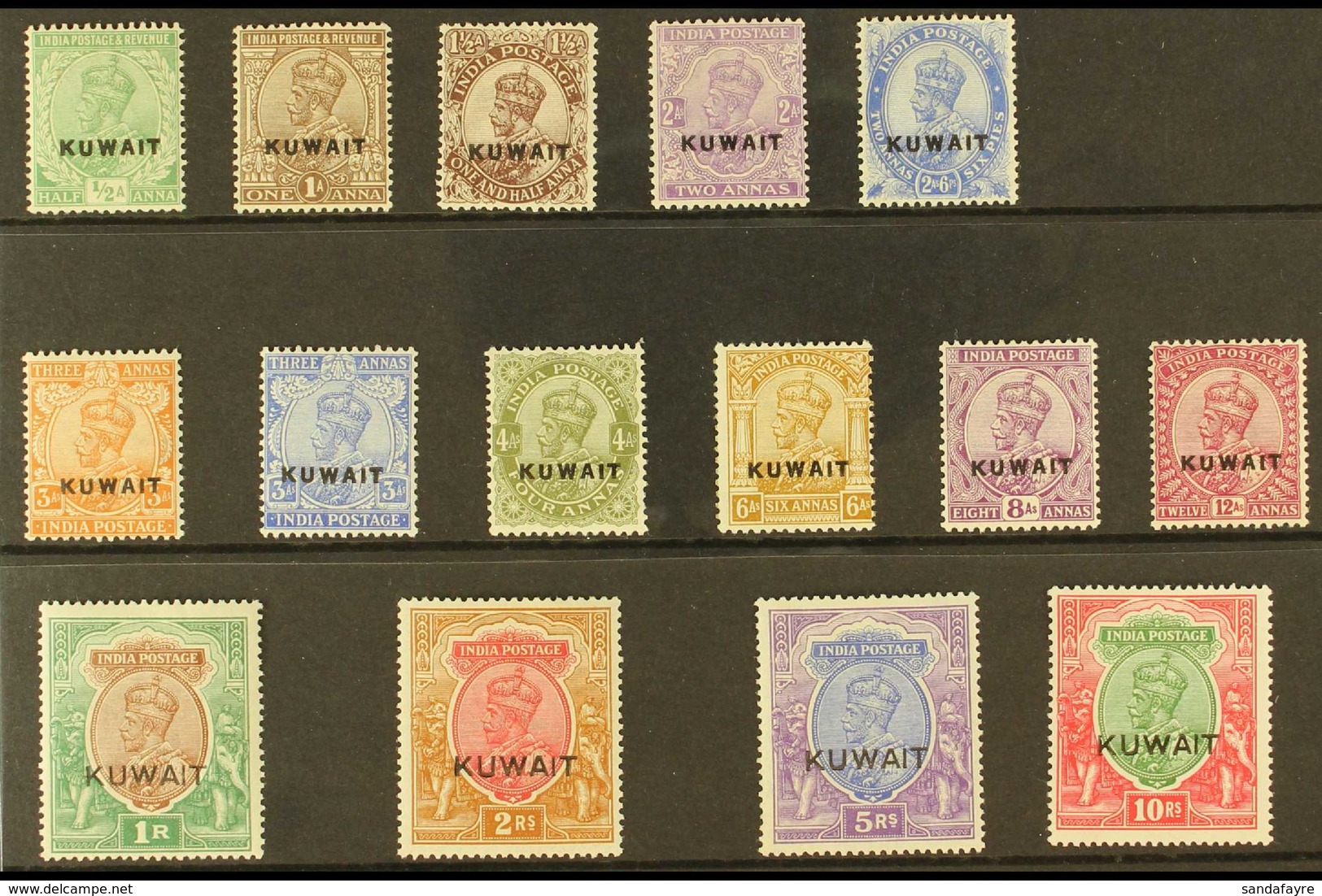 1923-24 Stamps Of India (KGV) Small "Kuwait" Overprinted Complete Set, SG 1/15, Very Fine Mint (15 Stamps) For More Imag - Kuwait