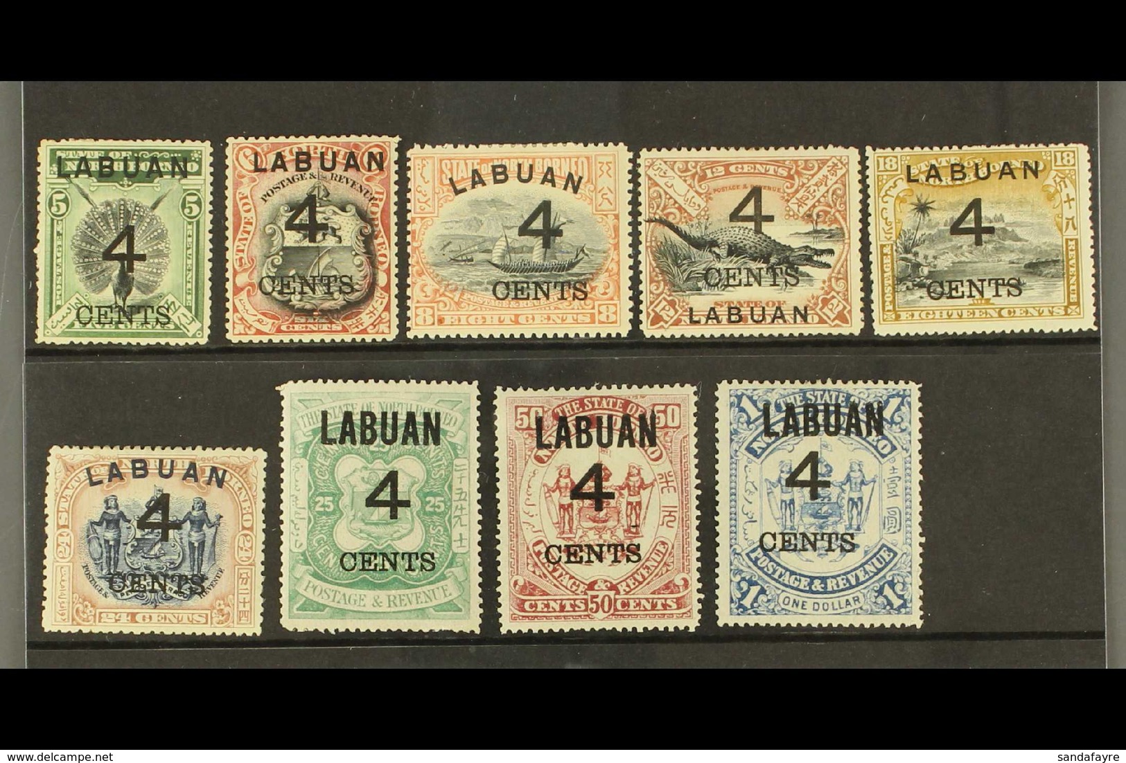 1899 4c Surcharges Set SG 102/110, Fine Mint. (9 Stamps) For More Images, Please Visit Http://www.sandafayre.com/itemdet - Borneo Septentrional (...-1963)