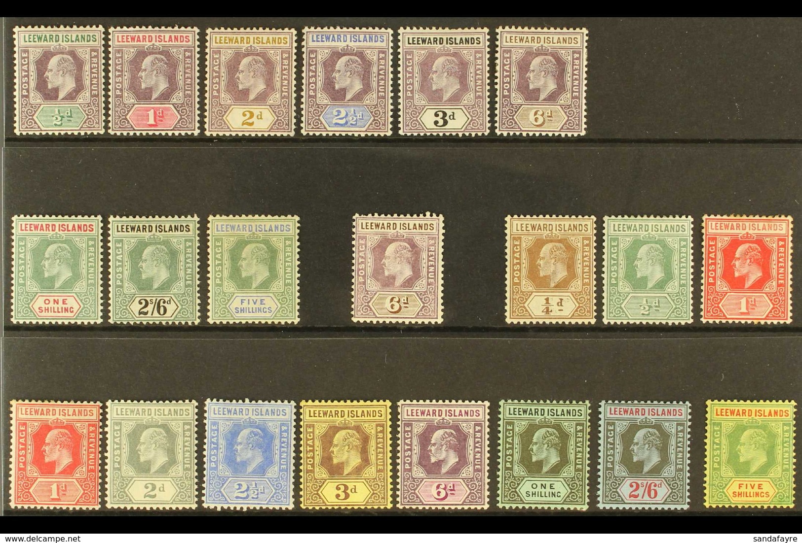 1902-1911 KEVII MINT SETS Presented On A Stock Card & Include The 1902 CA Wmk Complete Set (SG 20/28) & 1907-11 MCA Wmk  - Leeward  Islands