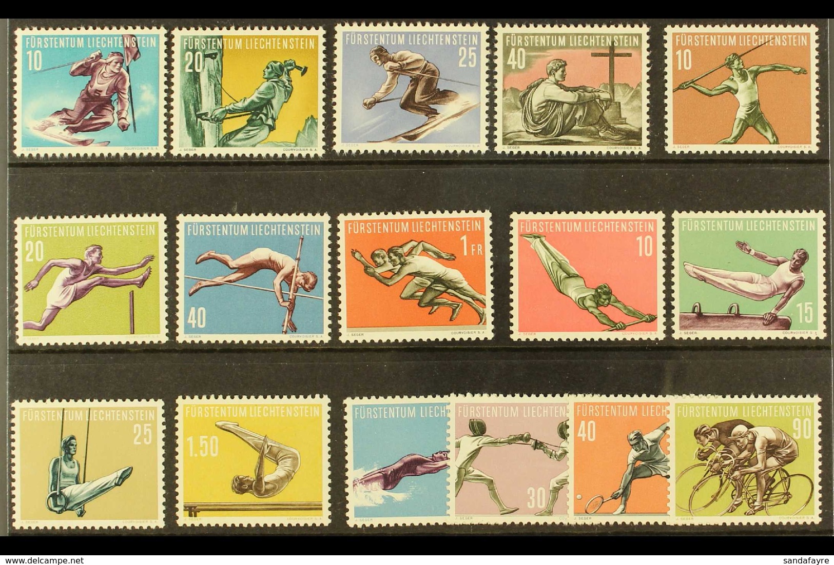 1955-58 SPORTS SETS Complete, Michel 334/337, 342/345, 353/356, And 365/368, Never Hinged Mint. (16 Stamps) For More Ima - Sonstige & Ohne Zuordnung