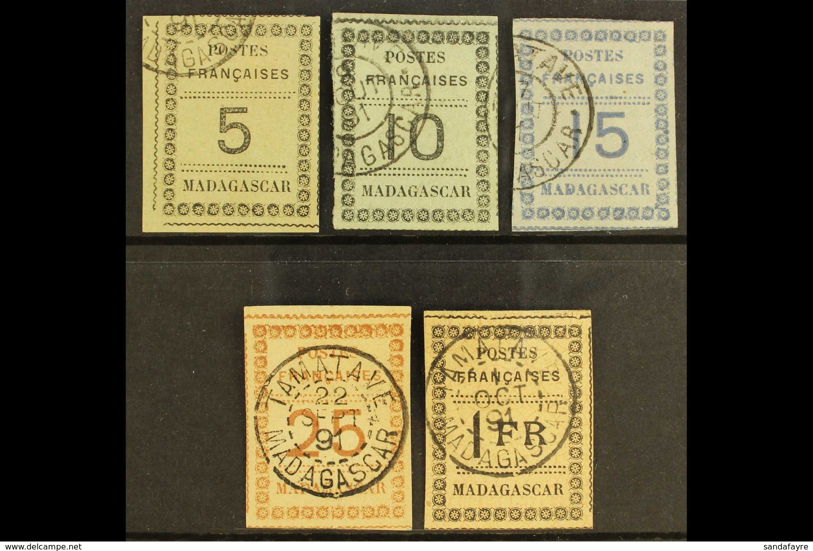 1891 Numeral Issue Complete Set To 1fr, Yv 8/12, Fine And Fresh Used With Margins All Round. (5 Stamps) For More Images, - Sonstige & Ohne Zuordnung