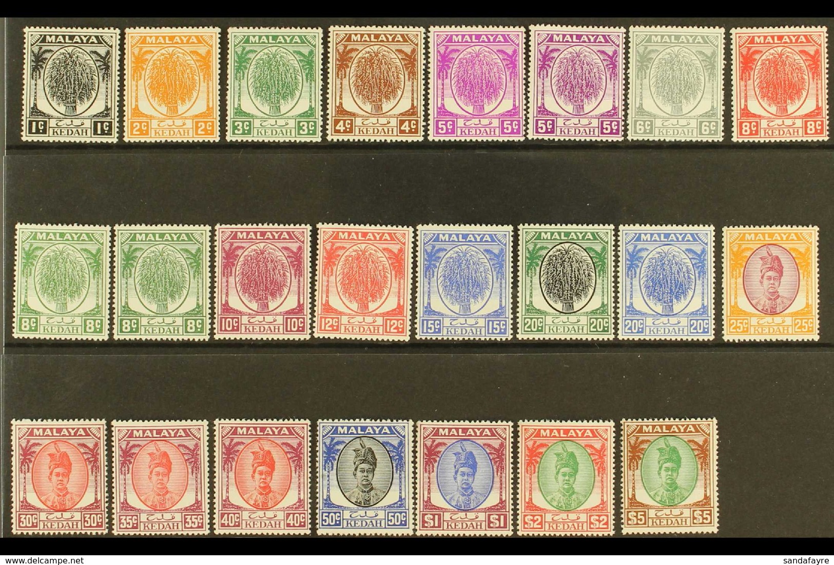 KEDAH 1950-55 Complete Sheaf And Sultan Set, SG 76/90, Plus Listed 5c And 8c Shades, Superb Never Hinged Mint. (23 Stamp - Autres & Non Classés