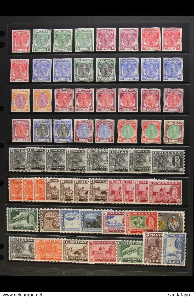 KELANTAN 1911-1971 MINT / NHM ASSEMBLY Presented On Stock Pages. Includes 1911-15 MCA Range To $5, 1921-28 MSCA Range To - Other & Unclassified