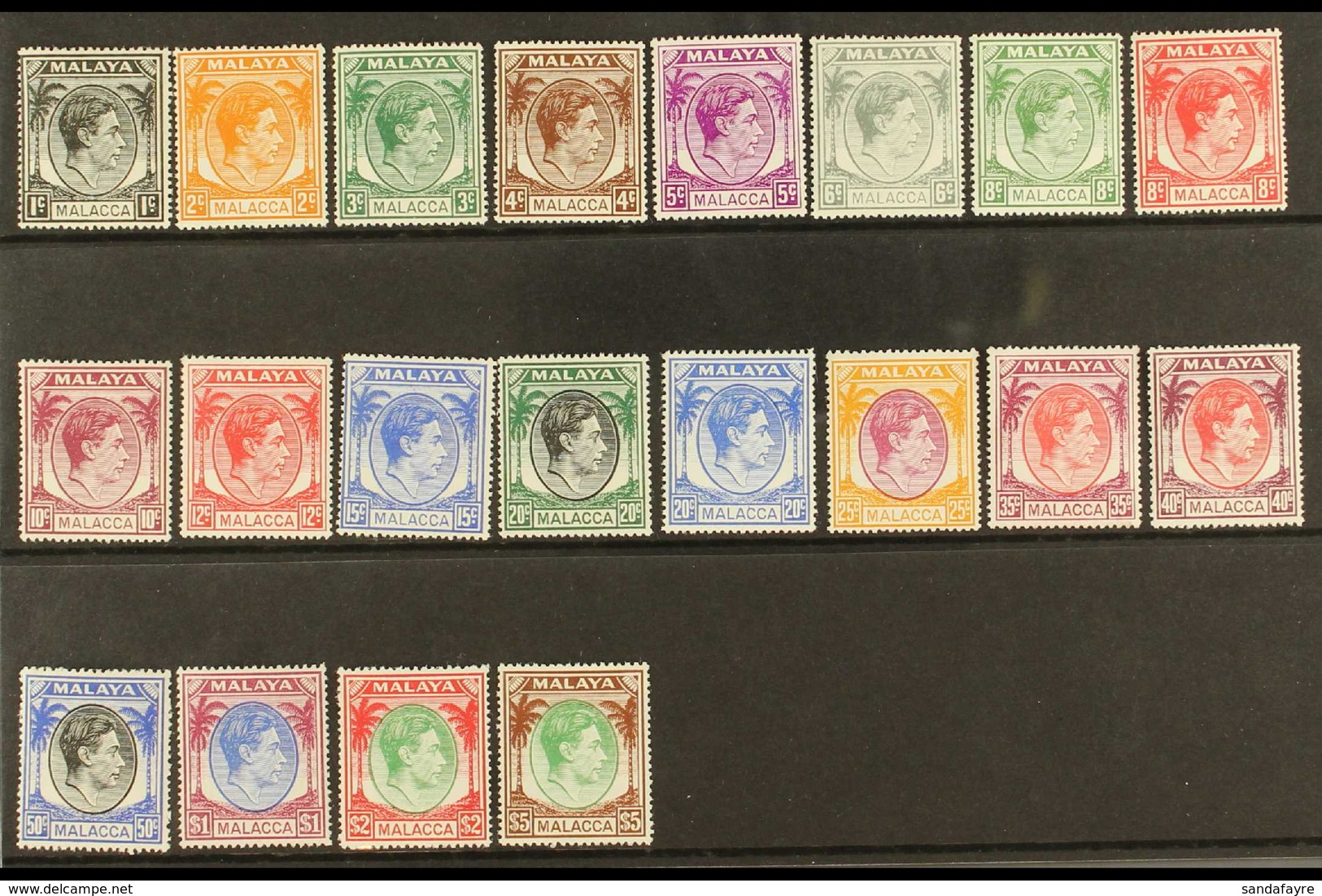 MALACCA 1949-52 Complete KGVI Set, SG 3/17, Superb Never Hinged Mint. (20 Stamps) For More Images, Please Visit Http://w - Autres & Non Classés