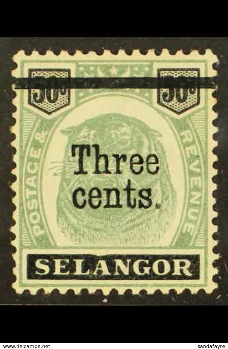 SELANGOR 1900. 3c On 50c "Dented Frame" Variety, SG 67b, Fine Mint For More Images, Please Visit Http://www.sandafayre.c - Autres & Non Classés