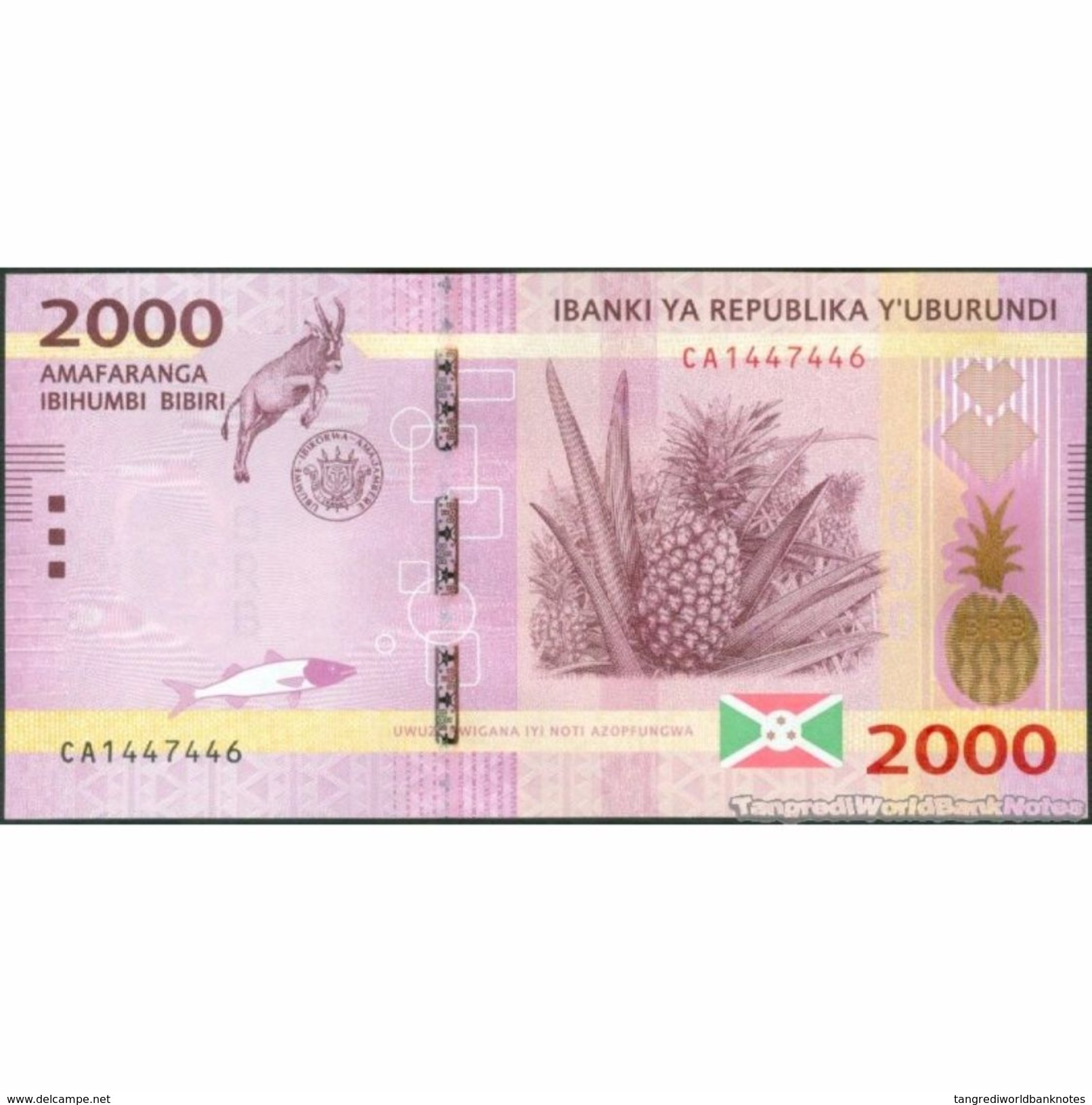 TWN - BURUNDI 52 - 2000 2.000 Francs 15.1.2015 Prefix CA UNC - Burundi