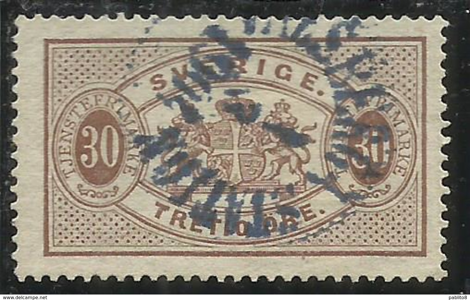 SWEDEN SVERIGE SVEZIA SUEDE 1874 1877 OFFICIAL STAMPS ORE 30o USATO USED OBLITERE' - Revenue Stamps