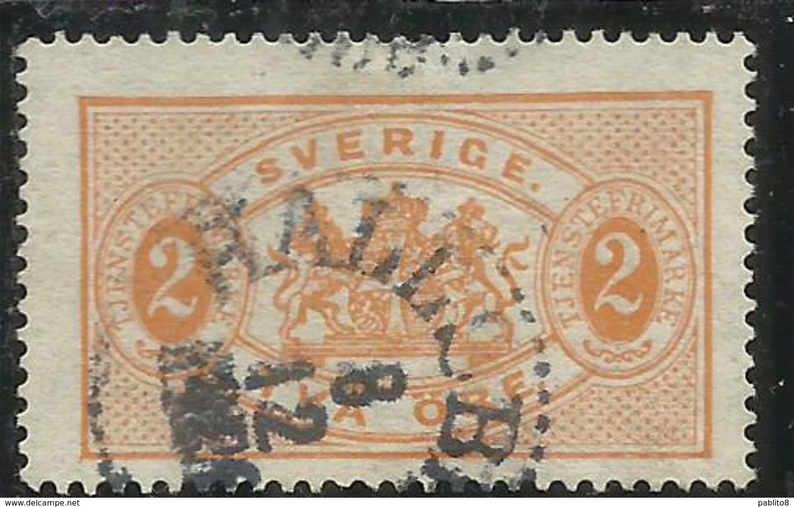 SWEDEN SVERIGE SVEZIA SUEDE 1881 1895 OFFICIAL STAMPS ORE 2o USATO USED OBLITERE' - Steuermarken