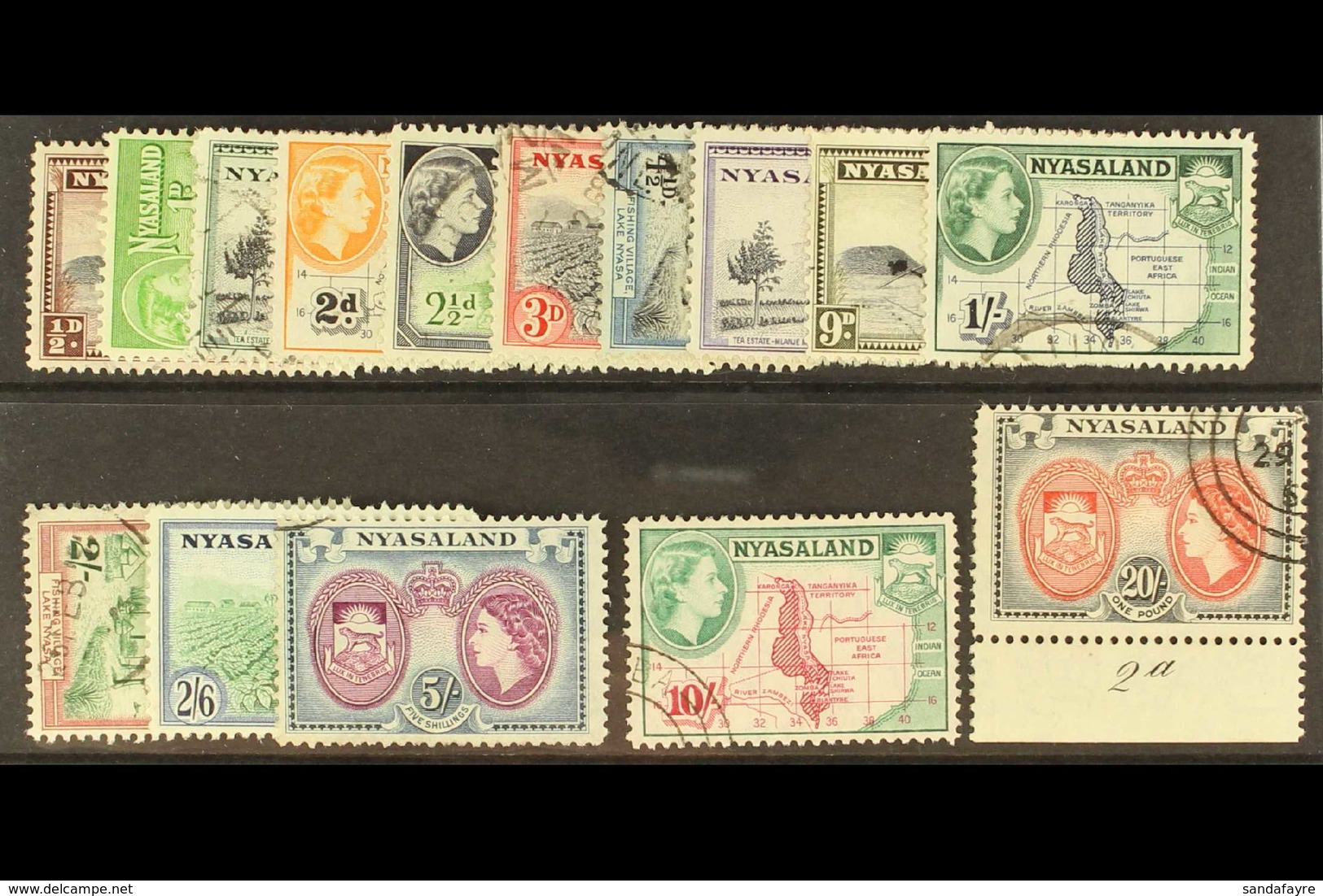 1953-54 Complete Definitive Set, SG 173/187, Very Fine Used. (15 Stamps) For More Images, Please Visit Http://www.sandaf - Nyassaland (1907-1953)
