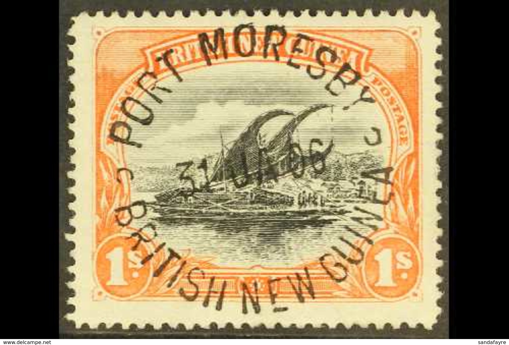 1901-05 1s Black And Orange Lakatoi, SG 7, Superb Full Upright Port Moresby 31 Jan 1906 Cds. For More Images, Please Vis - Papouasie-Nouvelle-Guinée