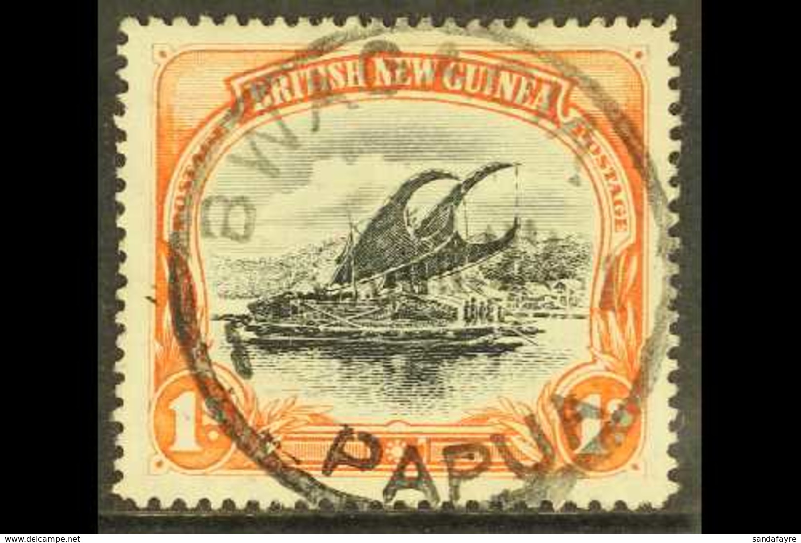1901-05 1s Black And Orange Lakatoi, SG 15, Almost Full Upright Bwagaoia Cds, Scarce Office. For More Images, Please Vis - Papua-Neuguinea