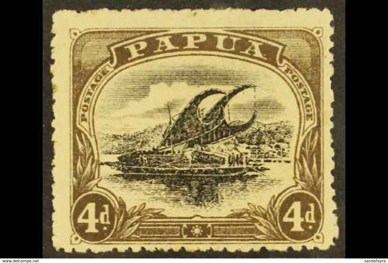 1910-11 4d Black And Sepia, Deformed "d" At Left, SG 79a, Mint With Gum Toning. For More Images, Please Visit Http://www - Papua-Neuguinea