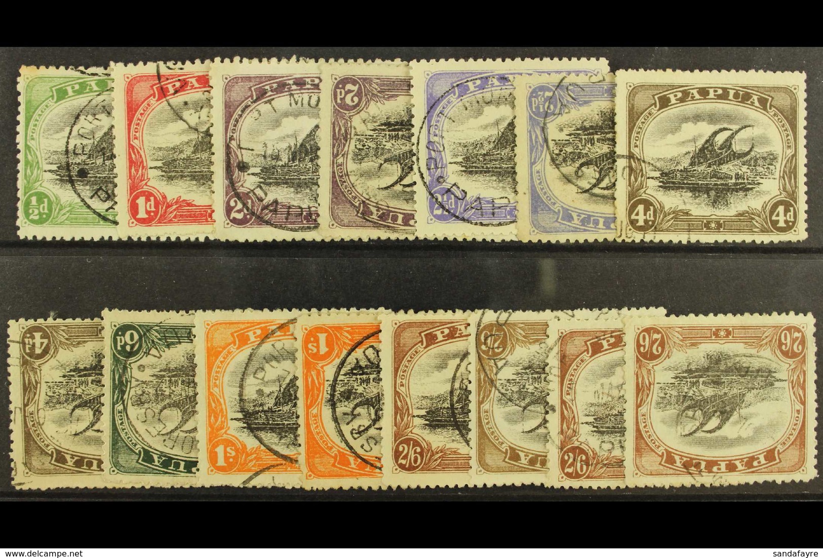 1910-11 Lakatoi Litho Set, SG 75/83 With Both 2s6d Types, With Additional Inverted Watermarks Of 2d, 2½d, 4d, 1s, 2s6d T - Papua-Neuguinea