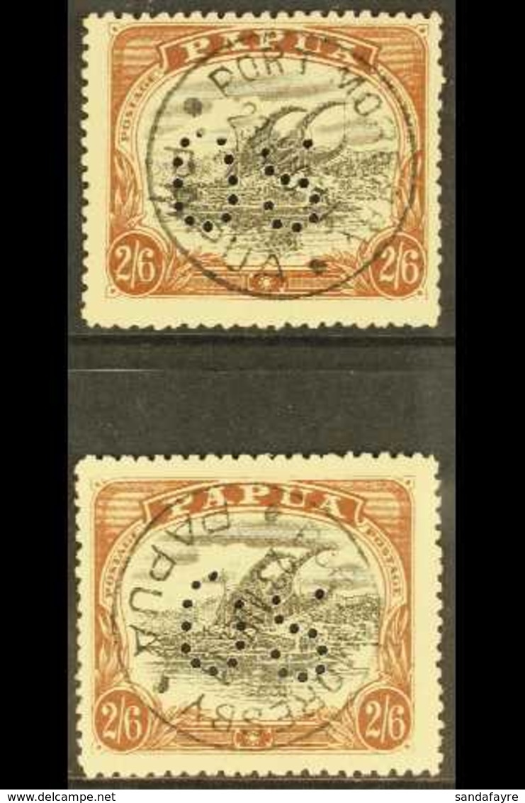 1910-11 Official 2s.6d Black And Brown, Both Types, SG O36/37, Fine With Full Port Moresby Cds. (2 Stamps) For More Imag - Papouasie-Nouvelle-Guinée