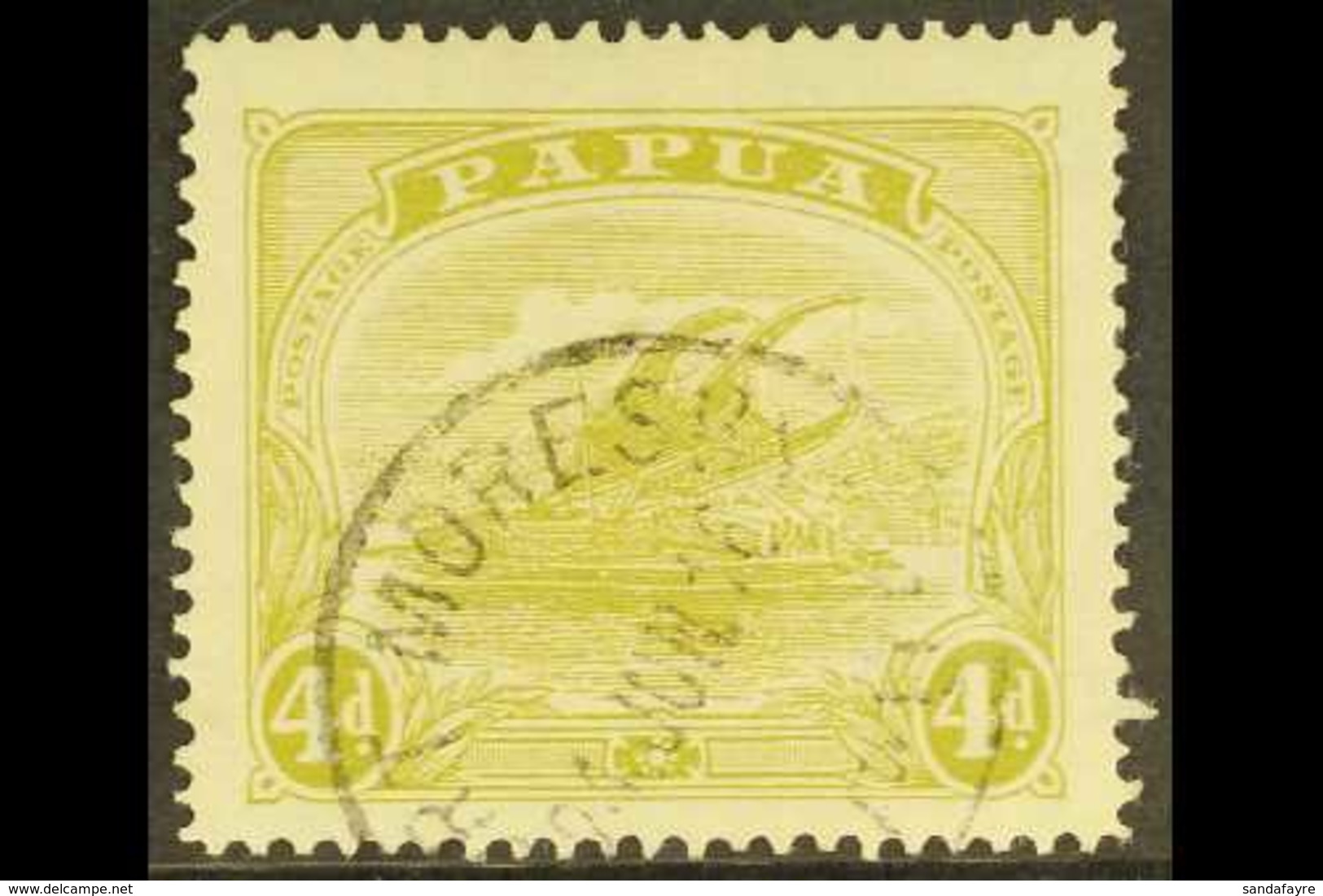 1911-15 4d Pale Olive-green, Watermark Crown To Right, SG 88w, Fine Port Moresby Cds Used. For More Images, Please Visit - Papua New Guinea