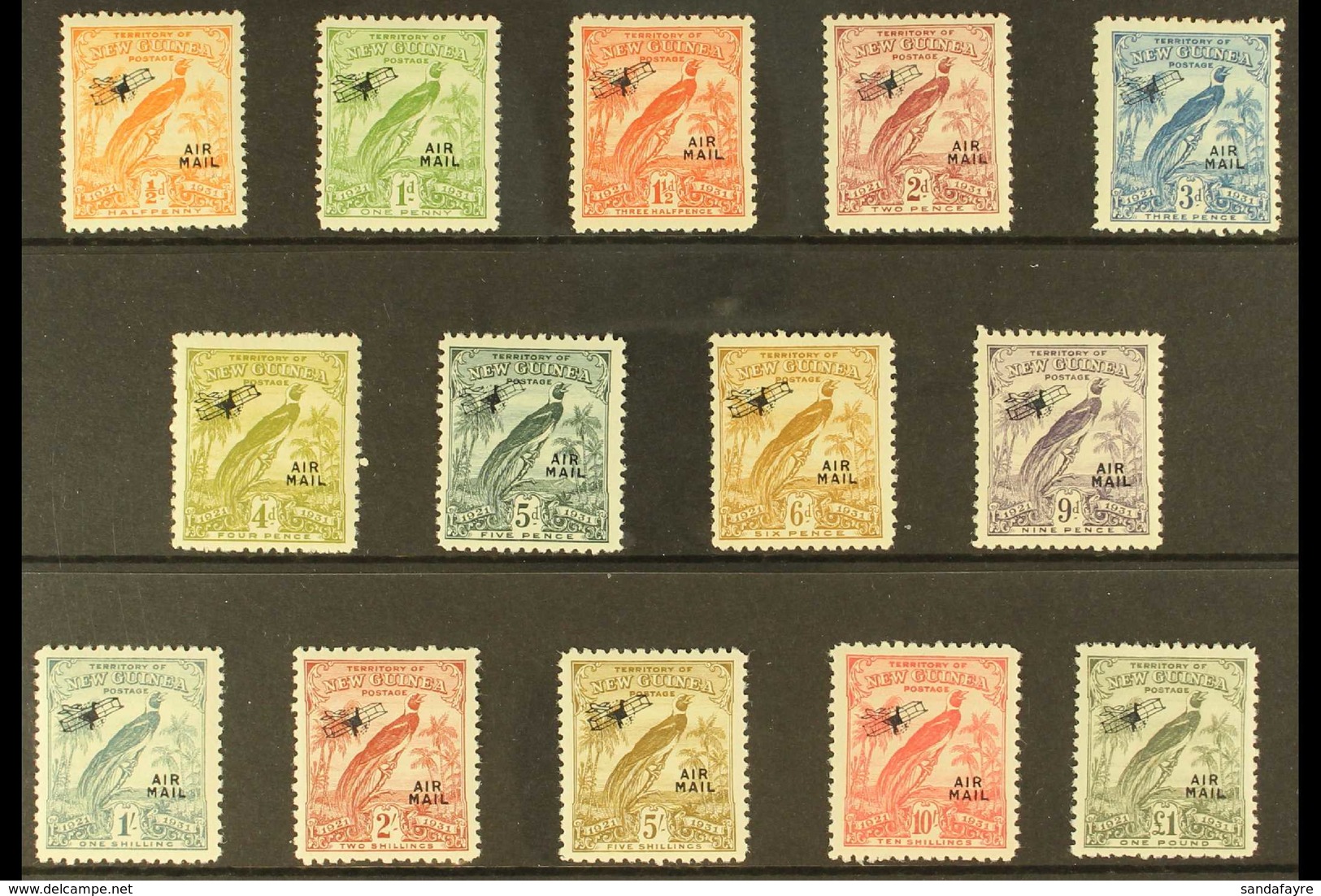 1931 Raggiana Bird Air Overprinted Set, SG 163/76, Fine Mint (14 Stamps) For More Images, Please Visit Http://www.sandaf - Papouasie-Nouvelle-Guinée