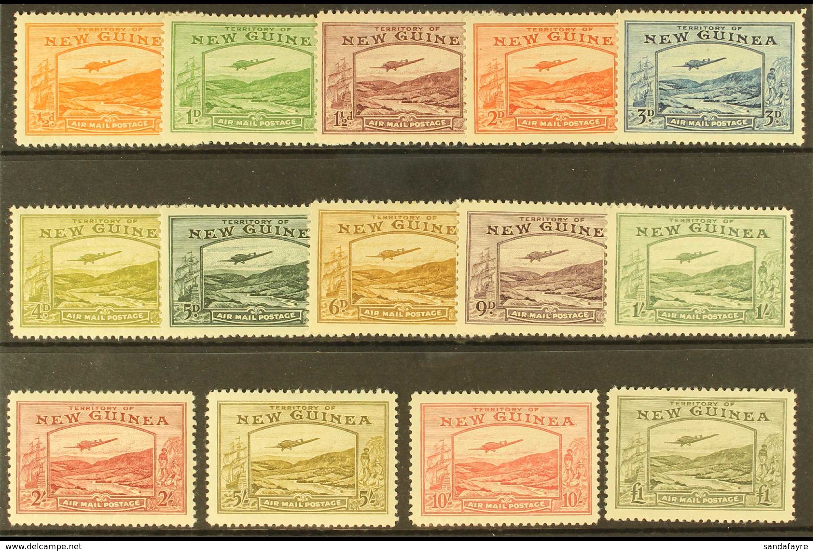 1939 Bulolo Goldfields Airmail Set, SG 212/25, Fine Mint (14 Stamps) For More Images, Please Visit Http://www.sandafayre - Papua-Neuguinea