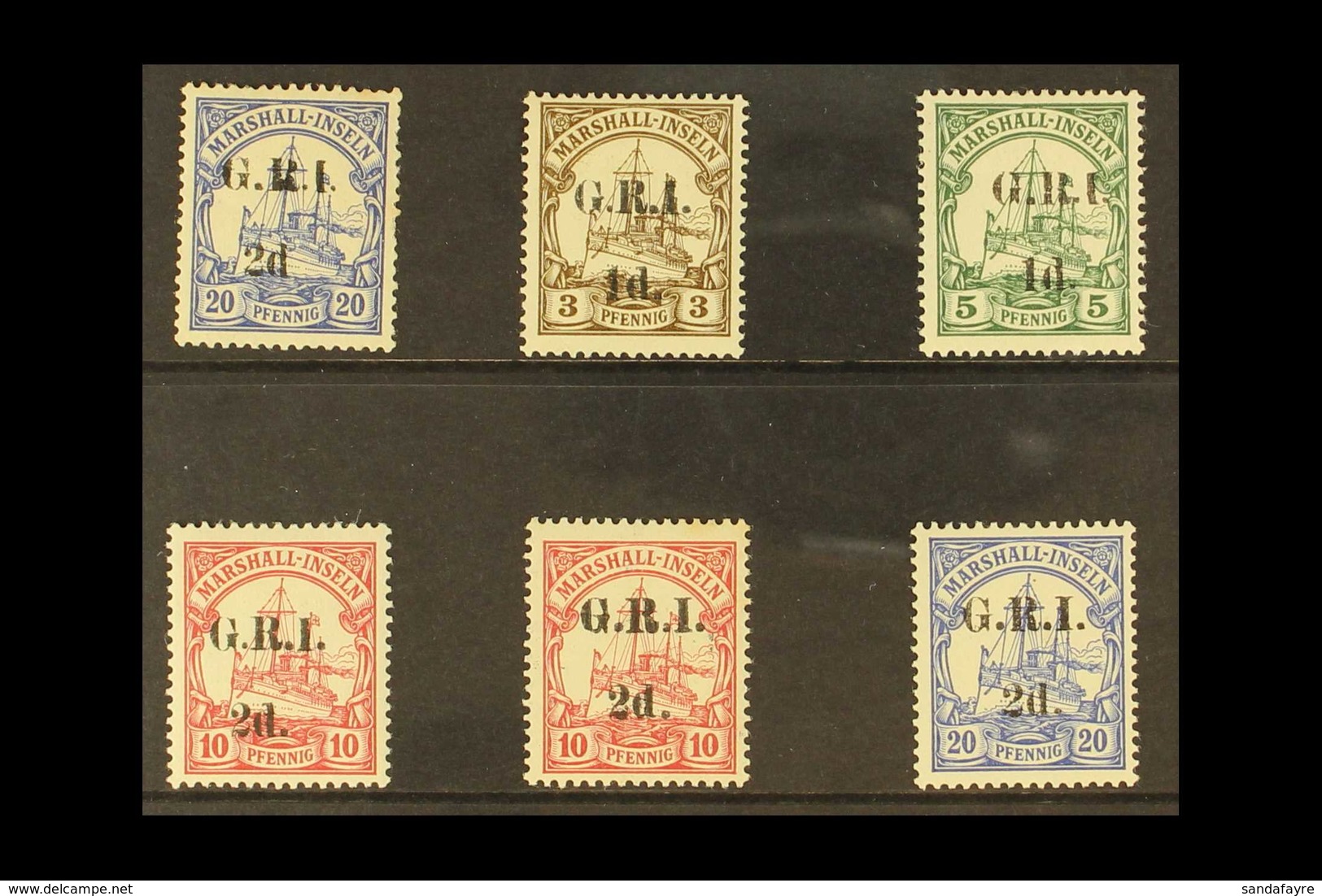 AUSTRALIAN OCCUPATION 1914 FINE MINT Marshall Islands Surcharged Selection, ALL DIFFERENT With Some Overprint Variants & - Papua-Neuguinea