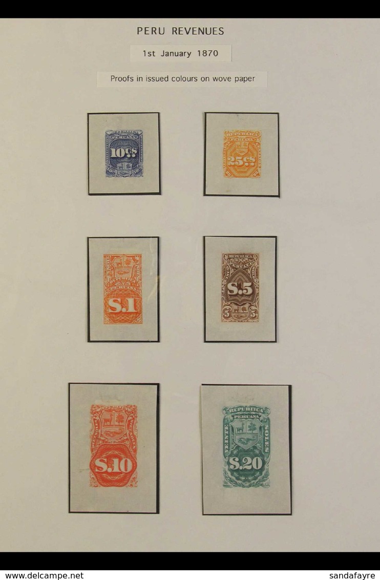 REVENUES 1870 Complete Set Of IMPERF DIE PROOFS Printed In The Issued Colours On Thin Ungummed Paper, Comprising 10c Blu - Pérou