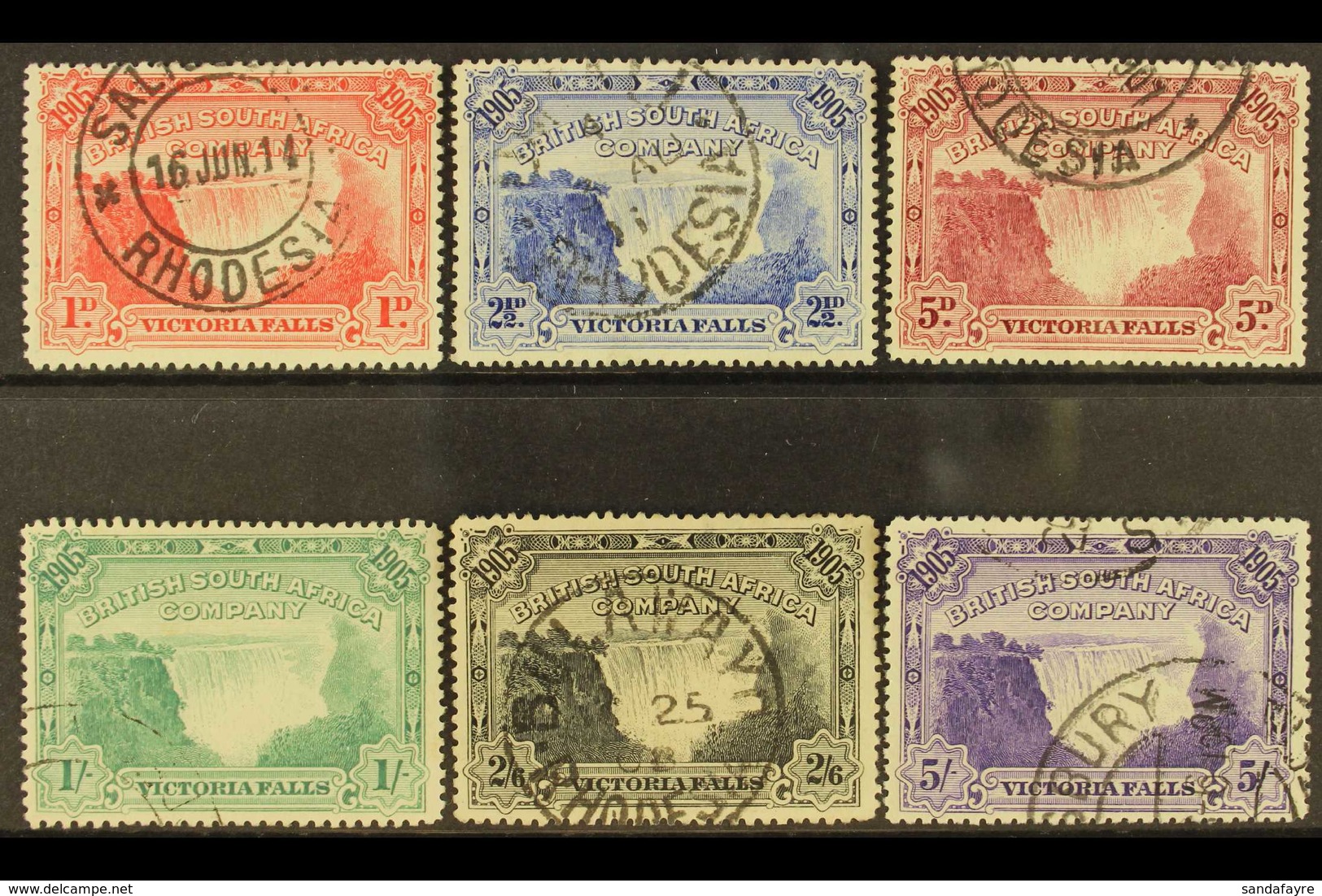 1905 Victoria Falls Bridge Set Complete, SG 94/99, Very Fine Used (6 Stamps) For More Images, Please Visit Http://www.sa - Autres & Non Classés