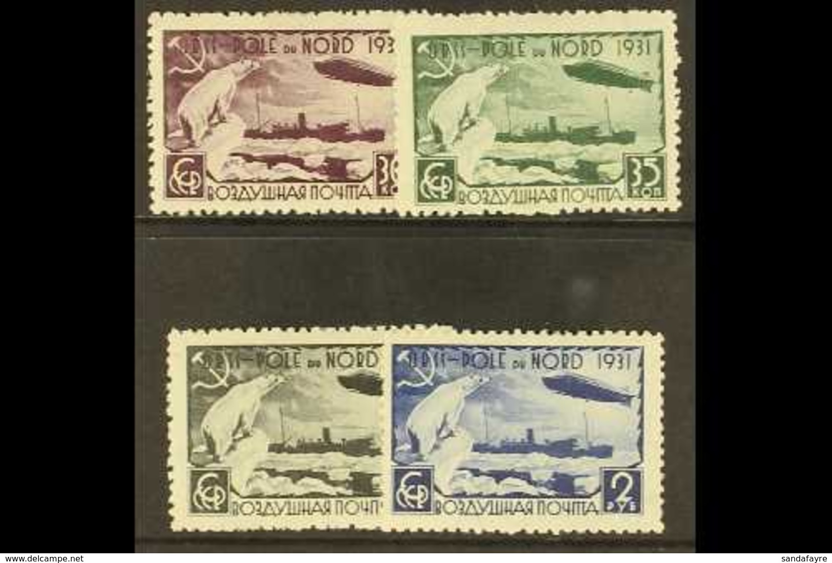 1931 Zeppelin North Pole Flight Set, Perf 12 X 12½, SG 584b/7b, Very Fine Mint. (4 Stamps) For More Images, Please Visit - Sonstige & Ohne Zuordnung