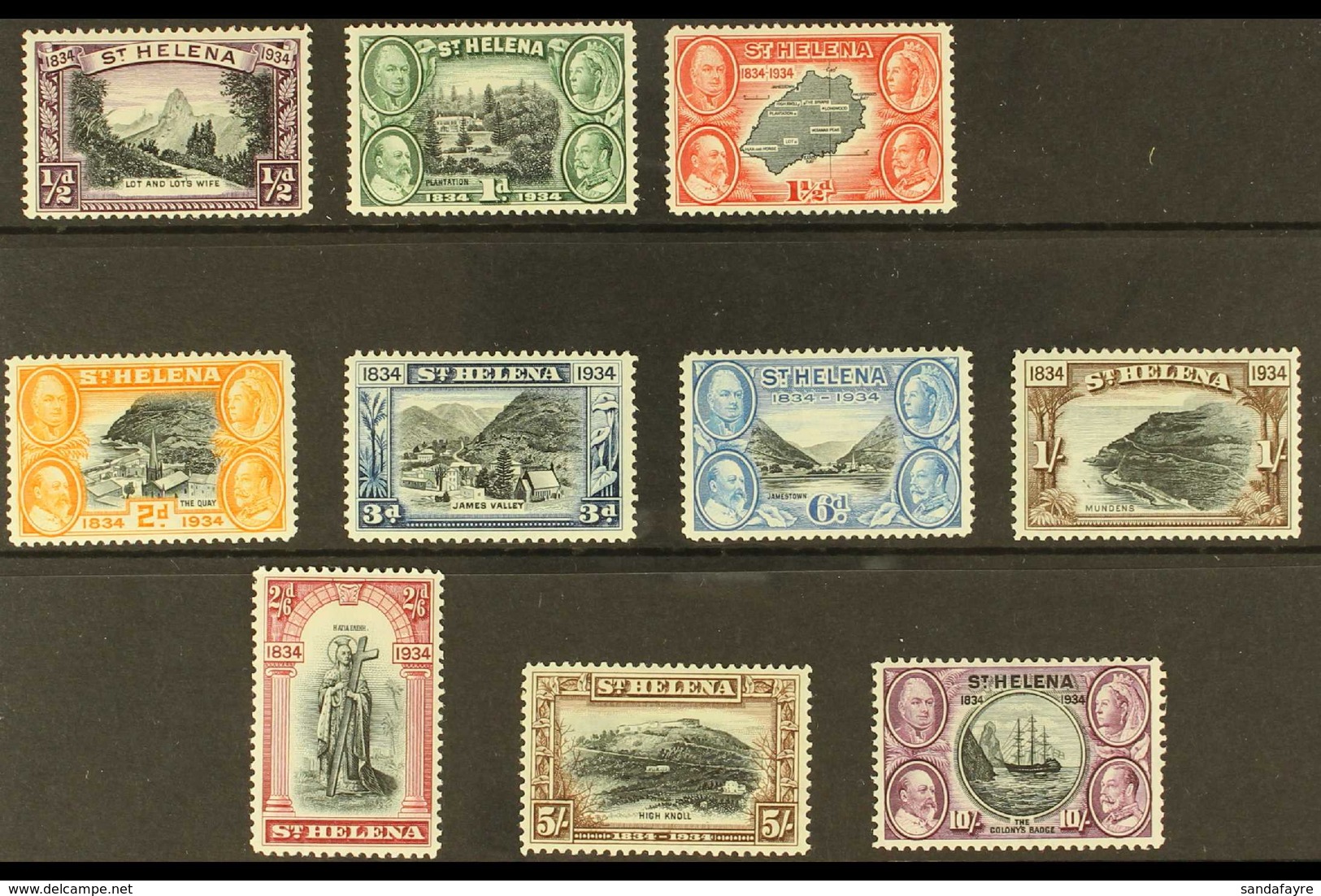 1934 Centenary Of British Colonisation Set, SG 114/23, Very Fine Mint (10 Stamps) For More Images, Please Visit Http://w - Sainte-Hélène