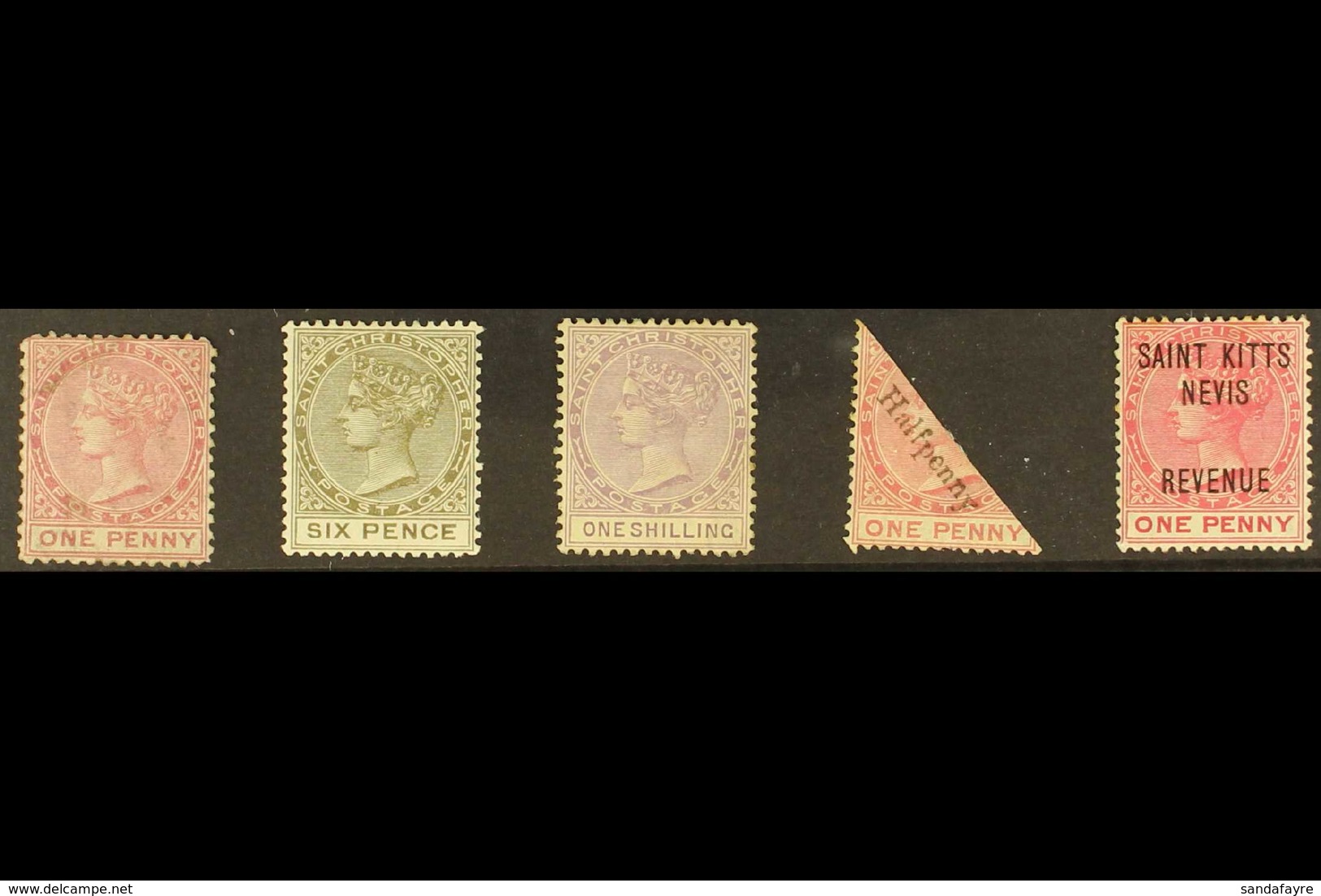1870-90 Fine Mint Selection. Includes 1870 1d Dull Rose (SG 1), 1882-90 6d And 1s (SG 19/20), And 1885 ½d On Half 1d (SG - San Cristóbal Y Nieves - Anguilla (...-1980)