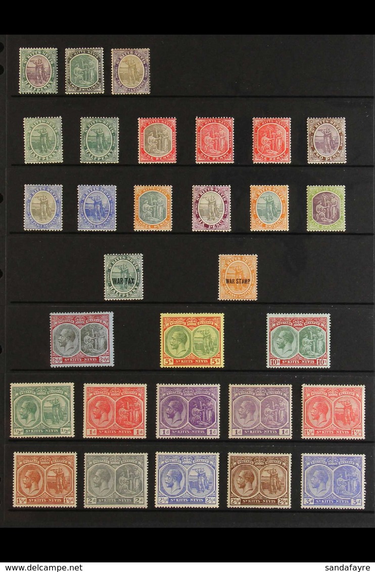 1903-36 OLD TIME MINT COLLECTION. An Attractive ALL DIFFERENT Collection Presented On Stock Pages That Includes 1903 2s  - St.Kitts Und Nevis ( 1983-...)