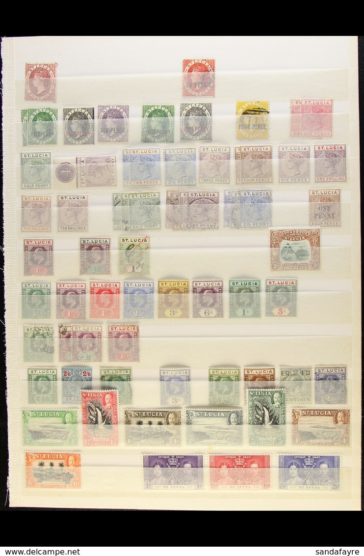 1860-1953 COLLECTION On A Two-sided Stock Page, Mint & Used, Inc 1863 1d Mint, 1881 2½d Used, 1882-84 ½d (x2), 1d & 6d M - St.Lucia (...-1978)