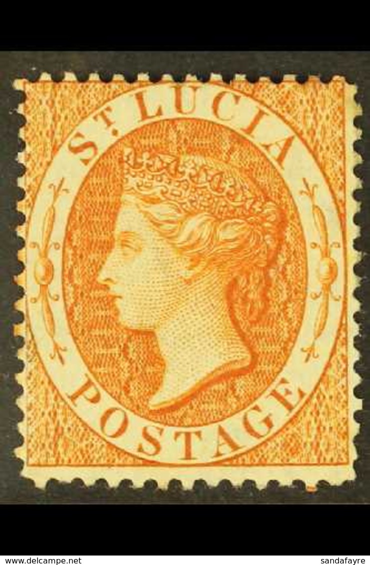 1864 (1s) Deep Orange Perf 14, CC WMK, SG 18a, Mint With Large Part OG & A Couple Of Shortish Perfs For More Images, Ple - Ste Lucie (...-1978)