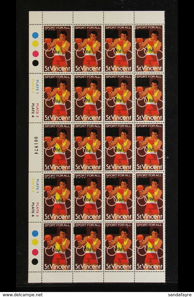1993-2004 10c On $2.50 Boxing Surcharge, SG V1977, Never Hinged Mint Marginal BLOCK Of 20 (4x5) With Margins On Three Si - St.Vincent (...-1979)