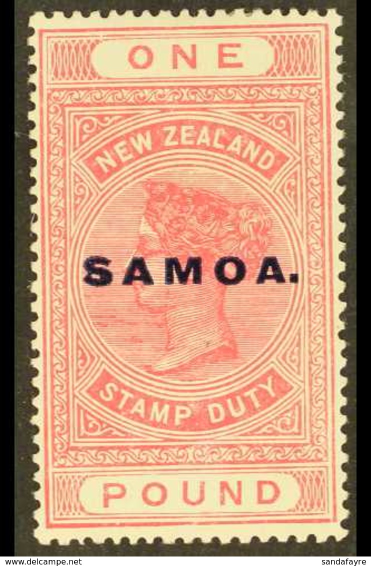 1925-28 £1 Rose Pink "Postal Fiscal" Overprinted "SAMOA" In Blue, SG 166d, Fine Mint For More Images, Please Visit Http: - Samoa