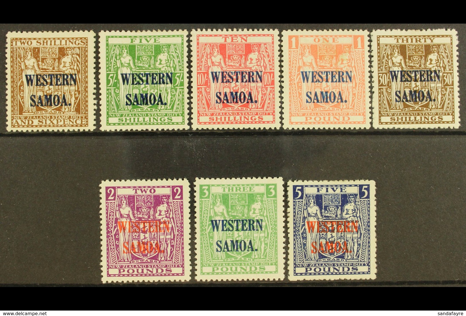 1945 - 1953 2s 6d Deep Brown To £5 Indigo Blue Postal Fiscals On "Wiggins Teape" Paper Wmk Multiple NZ And Star, SG 207/ - Samoa (Staat)