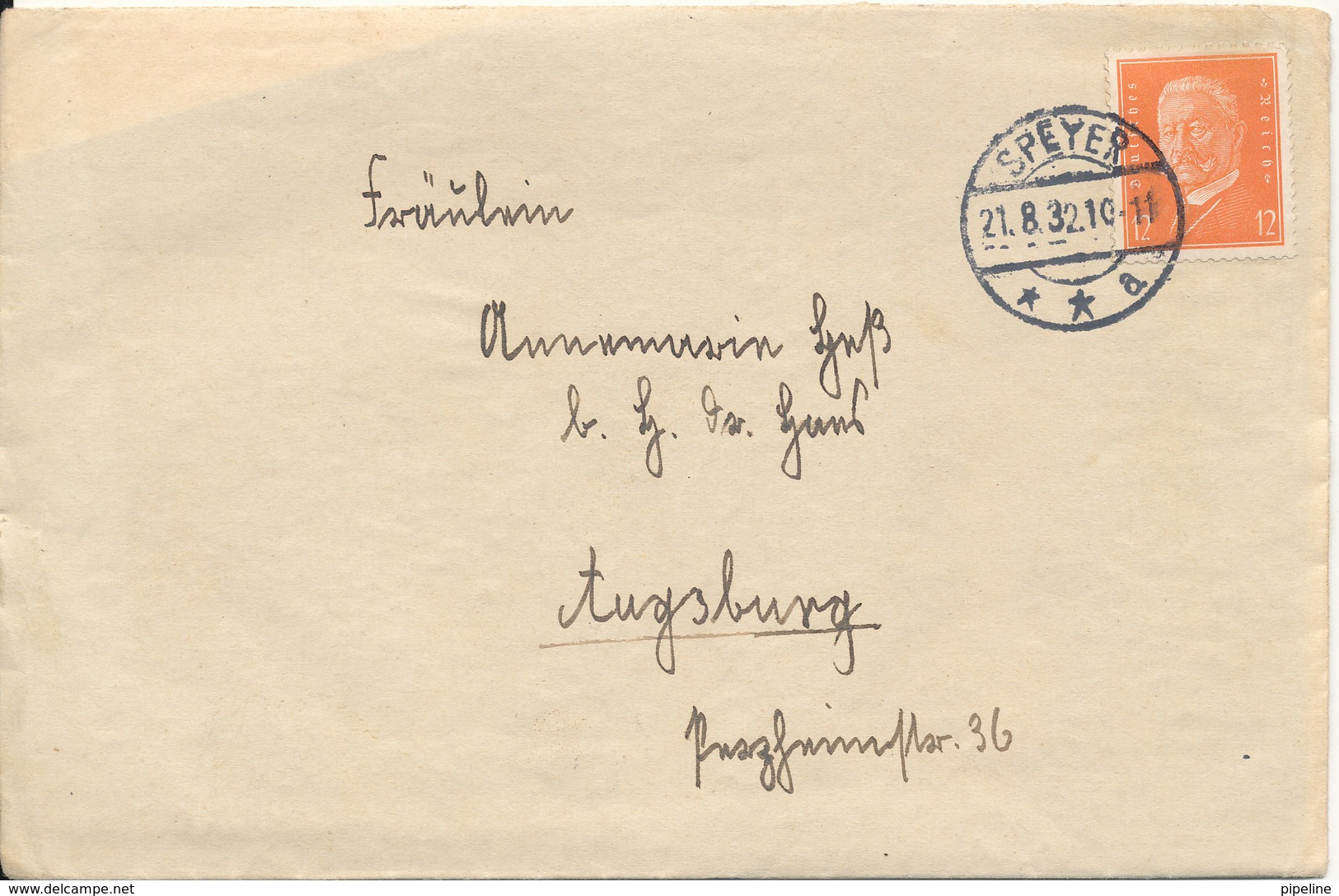 Germany Reich Nice Cover Speyer 21-8-1932 Single Franked - Covers & Documents