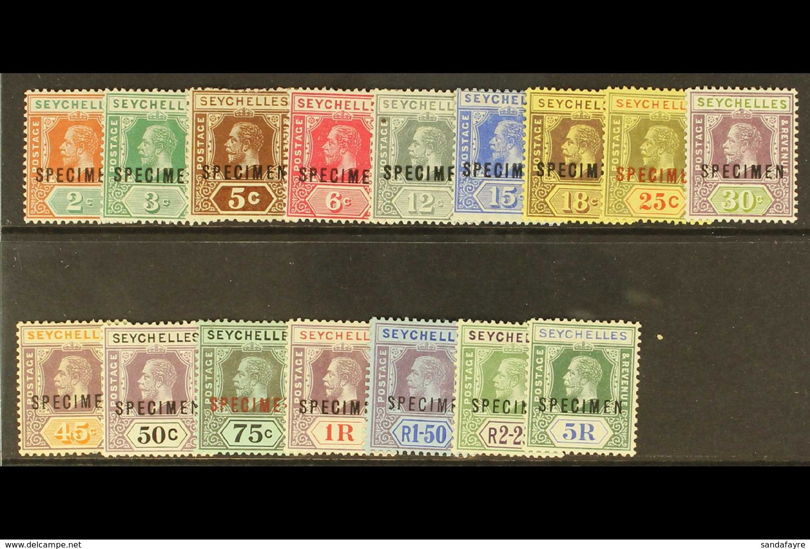 1917-22 Complete Set Overprinted "SPECIMEN", SG 82/97, Fine Mint. (16 Stamps) For More Images, Please Visit Http://www.s - Seychellen (...-1976)