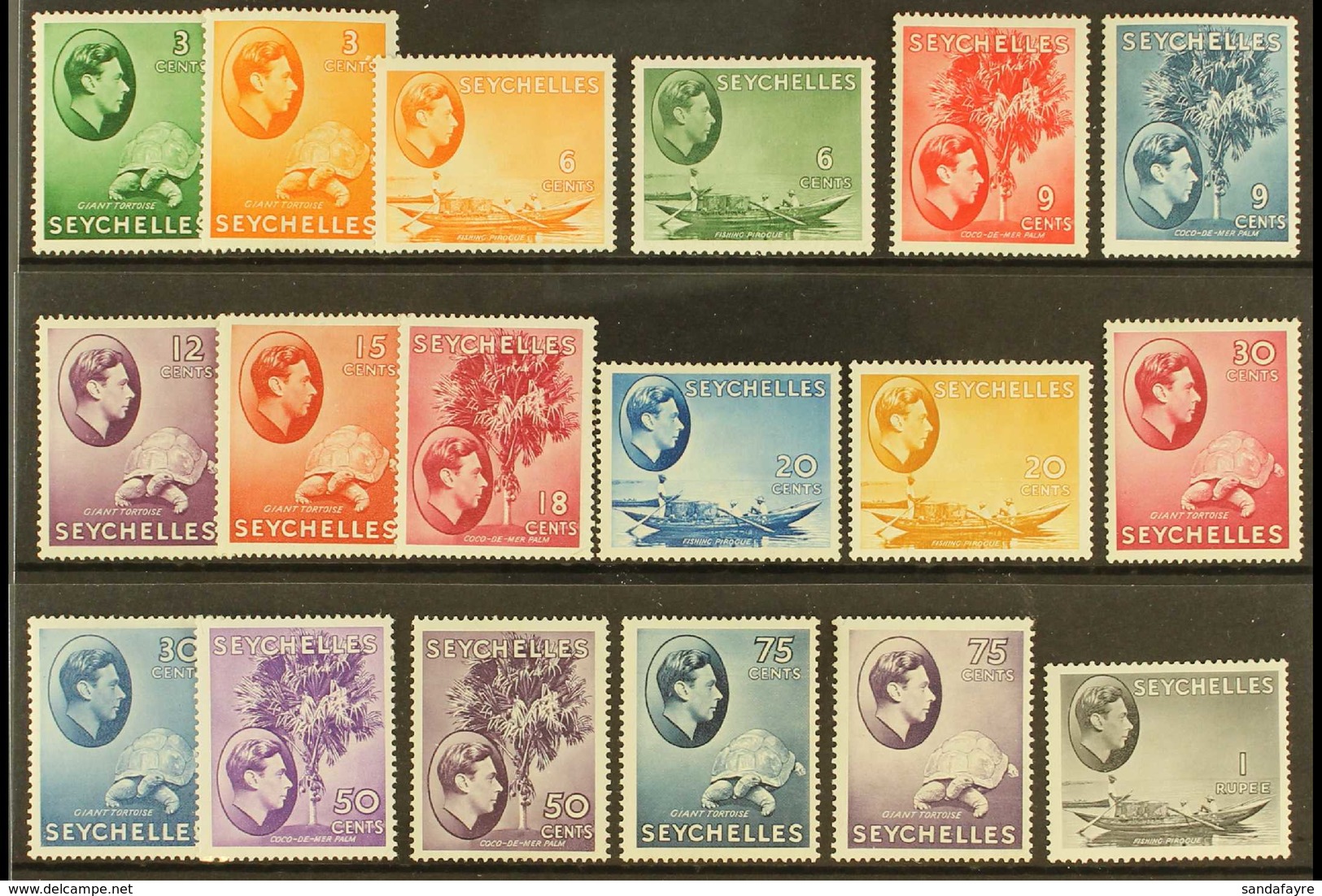 1938-49 MINT CHALK PAPERS SELECTION Presented On A Stock Card That Includes An ALL DIFFERENT Selection With Most Values  - Seychelles (...-1976)
