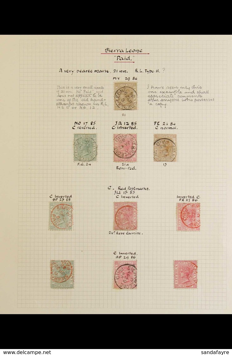 1884-86 PAID CDS'S STUDY An Attractive Range On An Old Album Page, With ½d And 1d Values With Crisp Strikes In Black (4) - Sierra Leone (...-1960)