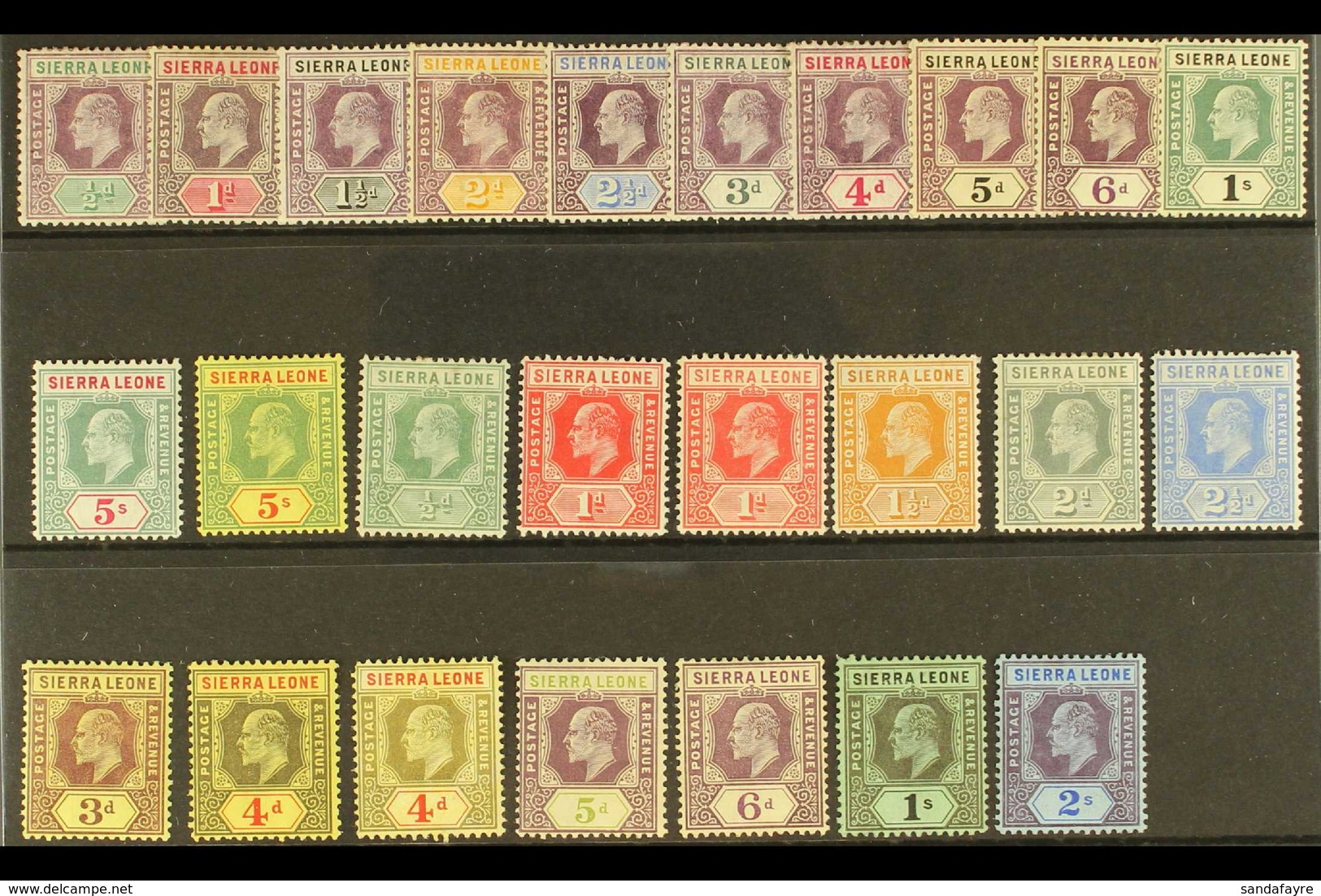 1904-12 MINT KEVII SELECTION Presented On A Stock Card That Includes 1904-05 Set To 1s & 5s And 1907-12 Set To 5s. A Mos - Sierra Leone (...-1960)