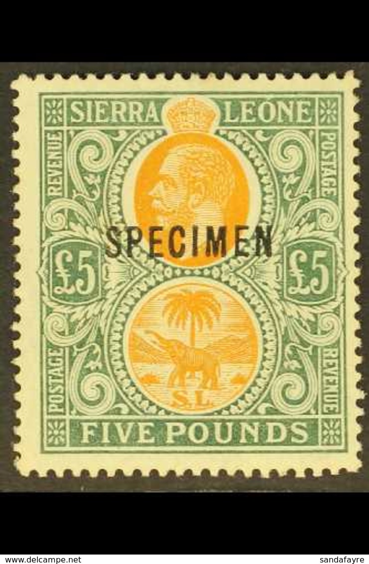 1912-21 £5 Orange & Green SPECIMEN Overprinted, SG 130s, Mint - Seldom Seen Issue For More Images, Please Visit Http://w - Sierra Leone (...-1960)