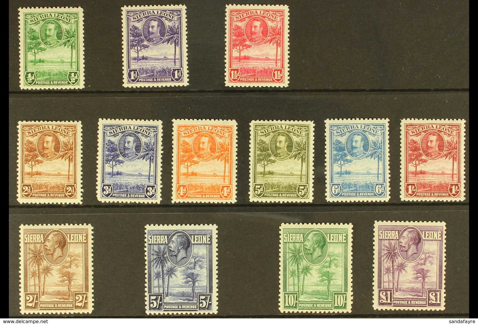 1932 Pictorial Definitive Set, SG 155/67, 10s (SG 166) Some Light Gum Tone, The Rest, Very Fine Mint (13 Stamps) For Mor - Sierra Leone (...-1960)