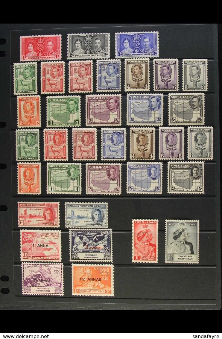 1937-1951 KGVI PERIOD COMPLETE VERY FINE MINT A Delightful Complete Basic Run, SG 90 Through To SG 135. Fresh And Attrac - Somaliland (Herrschaft ...-1959)