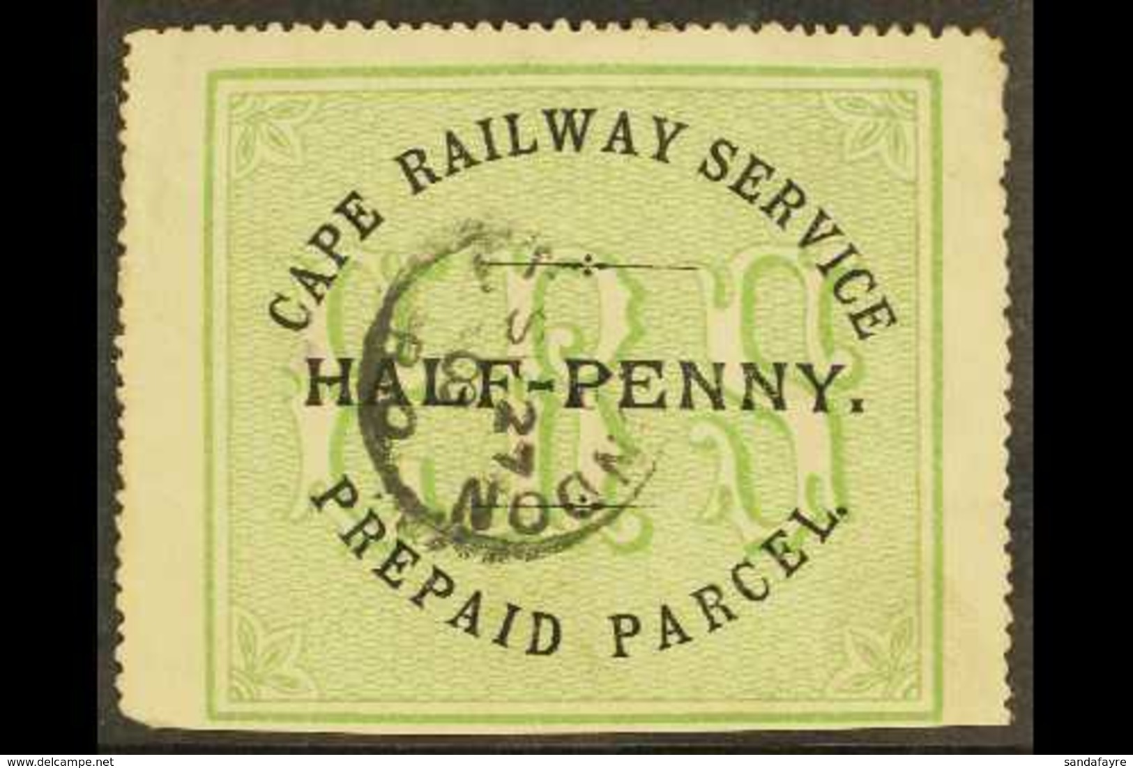 CAPE CAPE RAILWAY SERVICE 1882 ½d Black & Green Local Railway Stamp, Used, Small Corner Crease, Scarce. For More Images, - Non Classés