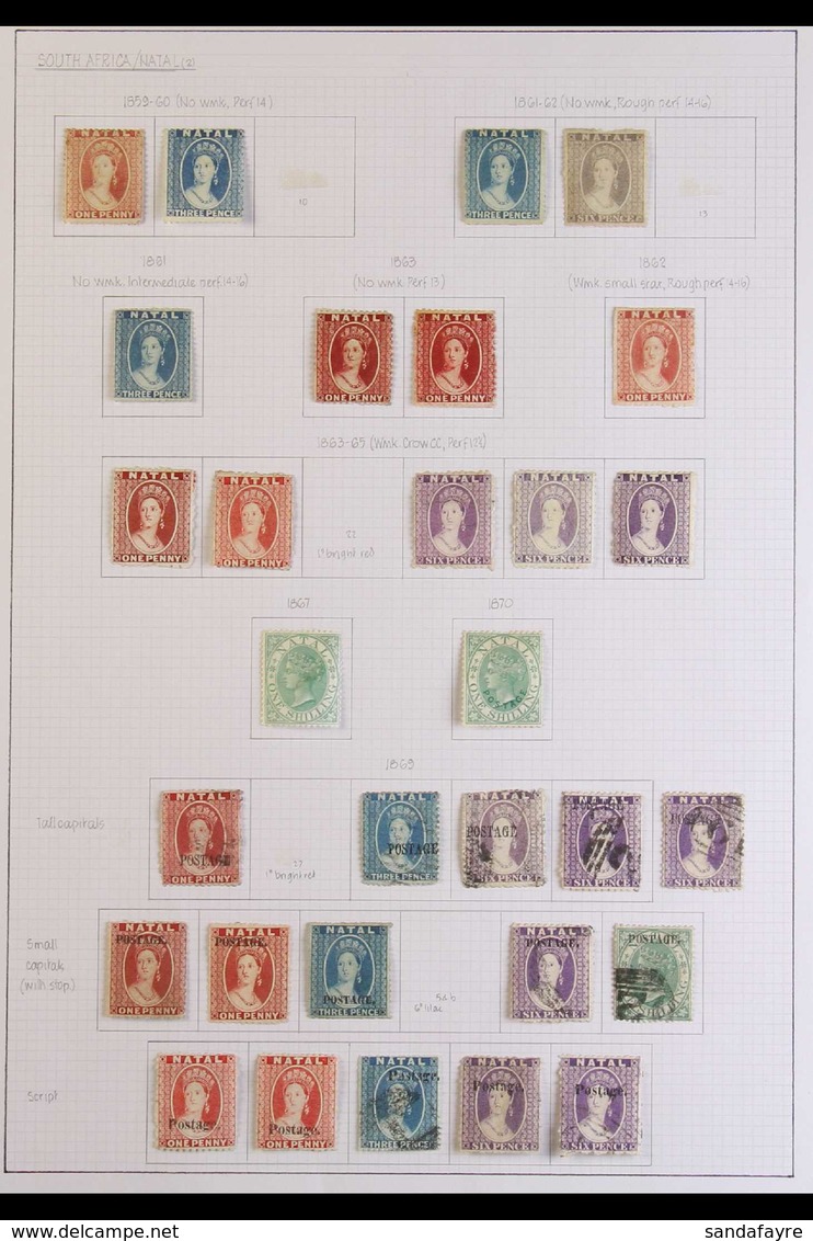 NATAL 1859-1902 MOSTLY MINT COLLECTION - Includes 1859-60 No Watermark, Perf.14 1d & 3d Unused, 1861 Intermediate Perf.1 - Unclassified