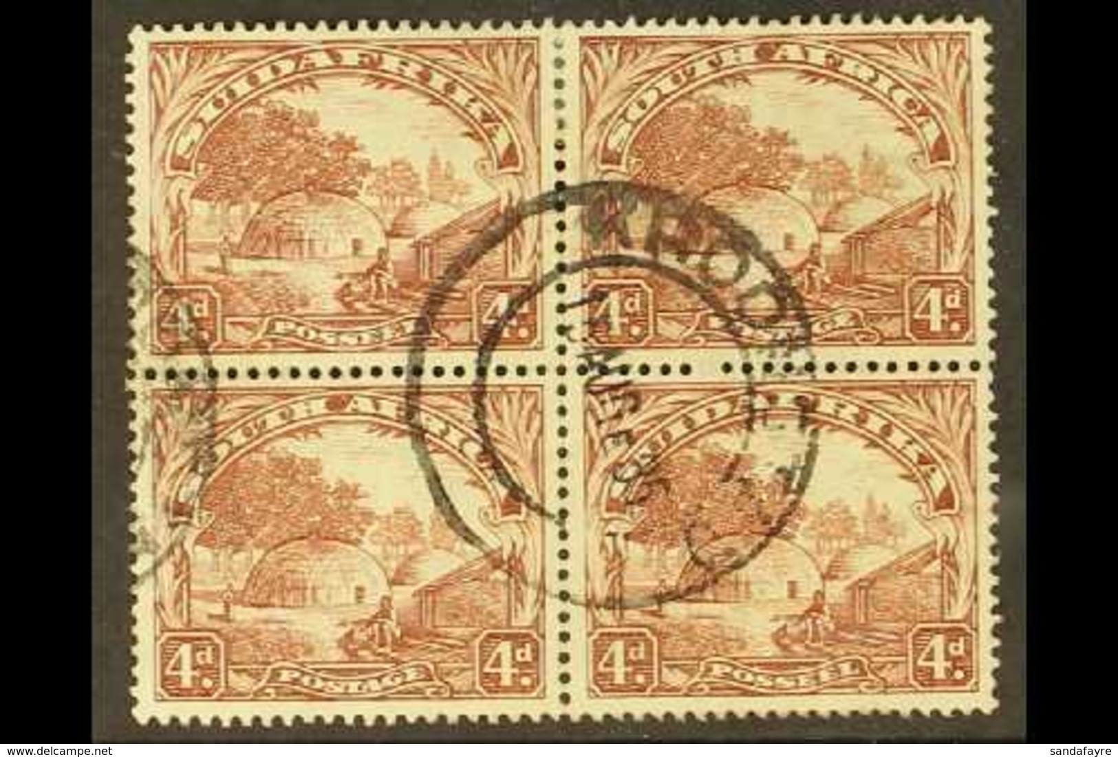1930-44 4d Brown, Scarce WATERMARK UPRIGHT In A BLOCK Of FOUR, SG 46, Small Wrinkle At Top Right Corner, Otherwise Fine  - Non Classés