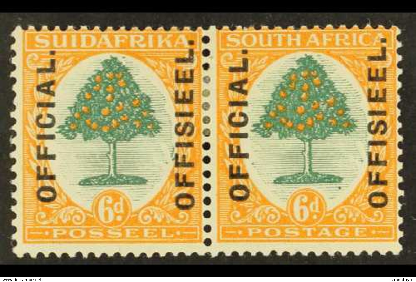 OFFICIAL 1926 6d Green And Orange, Overprint Reading Upwards With Stops, SG O4, Fine Mint Pair. For More Images, Please  - Non Classés