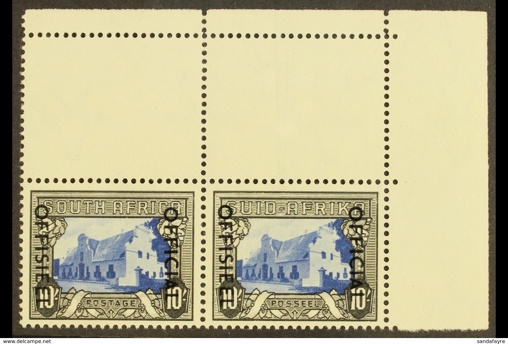 OFFICIAL 1950-4 10s Blue & Charcoal, SG O51, Never Hinged Mint, Corner Marginal Example. For More Images, Please Visit H - Non Classés