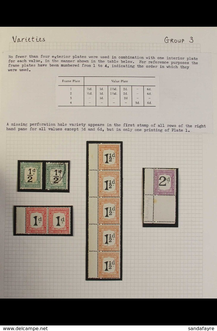 POSTAGE DUE 1922-26 Specialized Collection Written Up On Pages, Incl. Mint Sets On White And Toned Papers, Missing Perf  - Ohne Zuordnung